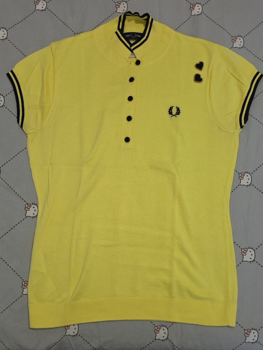 Fred Perry Yellow Polo with Black Trim and Laurel Wreath
